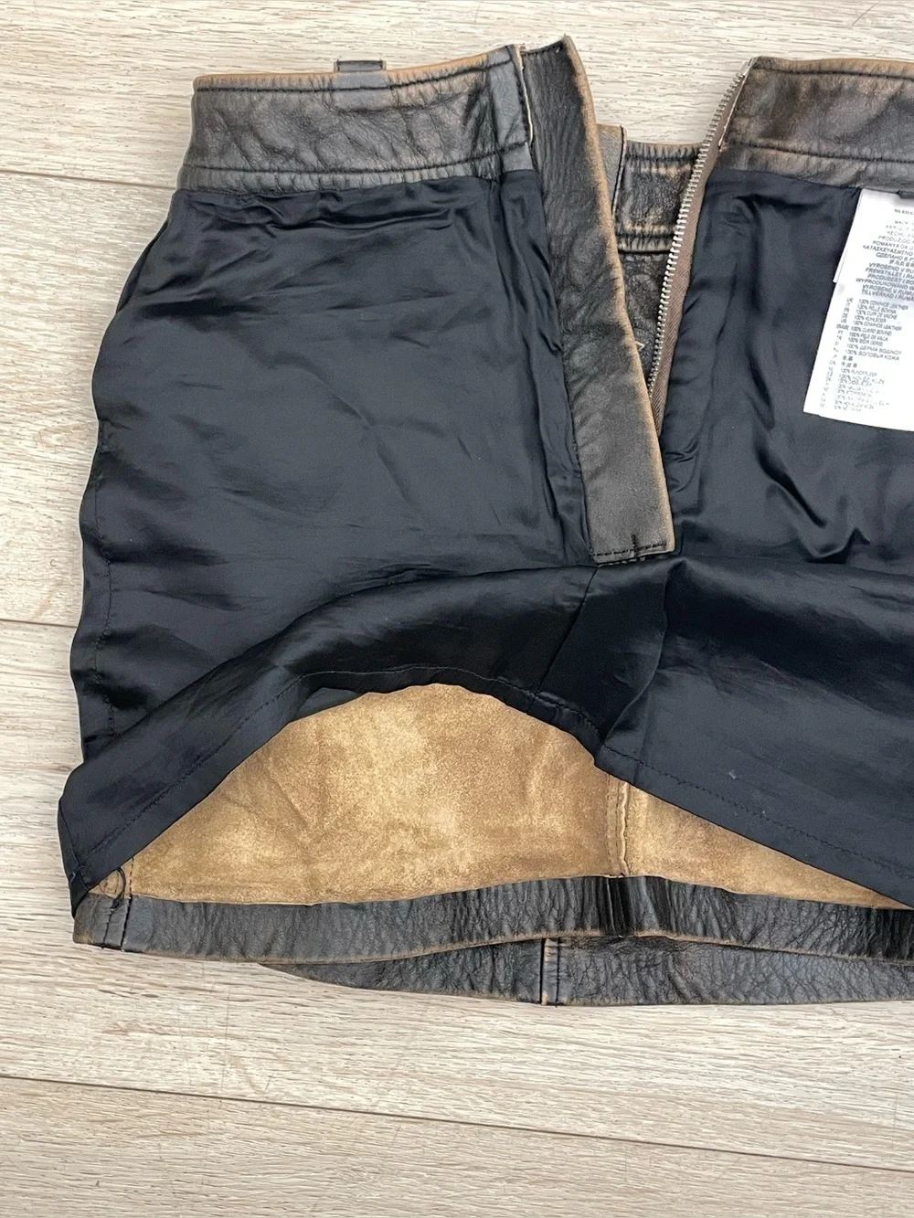 Diesel L-Emilia Skirt Brown  Cowhide Leather, Aged